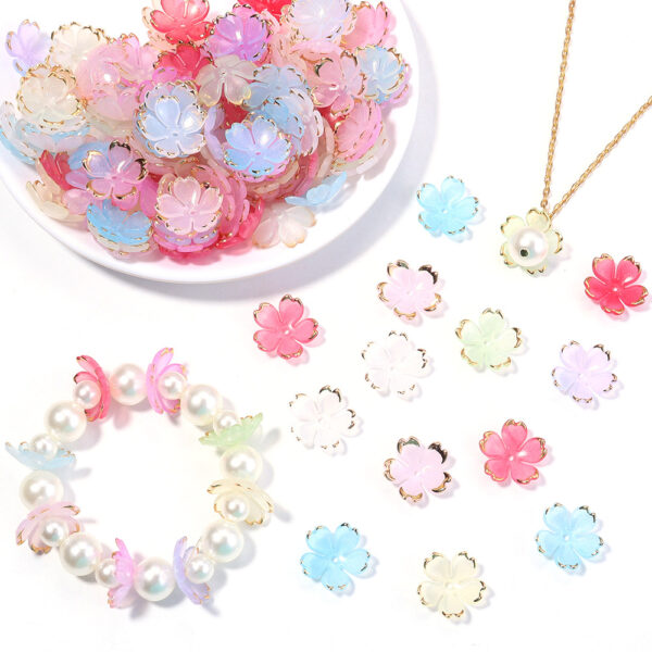 Wholesale Five-petal flower base with gold foil trim, handmade beaded