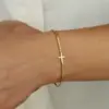 304 Stainless Steel Cross PVD Coated 18K Gold Plated IG Style Fairy Style Casual Box Chain Lobster Trigger Clasp Closure Gold Bracelets