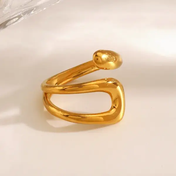 Ion Plating (IP) 18K Gold Plated Solid Color 304 Stainless Steel Simple Style Classic Style Waterproof Non Tarnish Open Rings