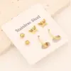 1 Set Commute Star Heart Shape Plating Stainless Steel 18K Gold Plated Earrings Ear Studs