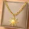Ion Plating (IP) 18K Gold Plated Sunflower 304 Stainless Steel Elegant Waterproof Non Tarnish 304 Stainless Steel Pendant Necklace