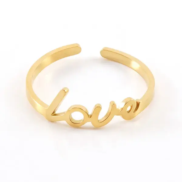 Wholesale Jewelry Fashion Letter 304 Stainless Steel 18K Gold Plated Stainless Steel Rings