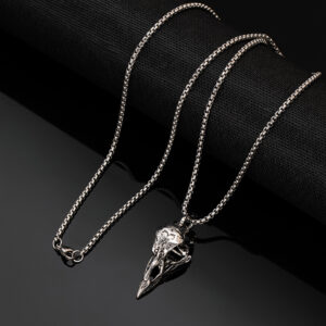 X236-1 ancient silver crow skull