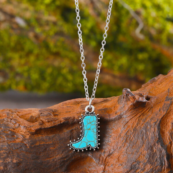 Wholesale Cross-Border Hot Selling Cactus Star Bull Head Heart Turquoise Earrings Necklace Set Simple Color Alloy Jewelry