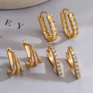 1 Pair Simple Style Commute Solid Color Plating Inlay Copper Zircon 18k Gold Plated Earrings