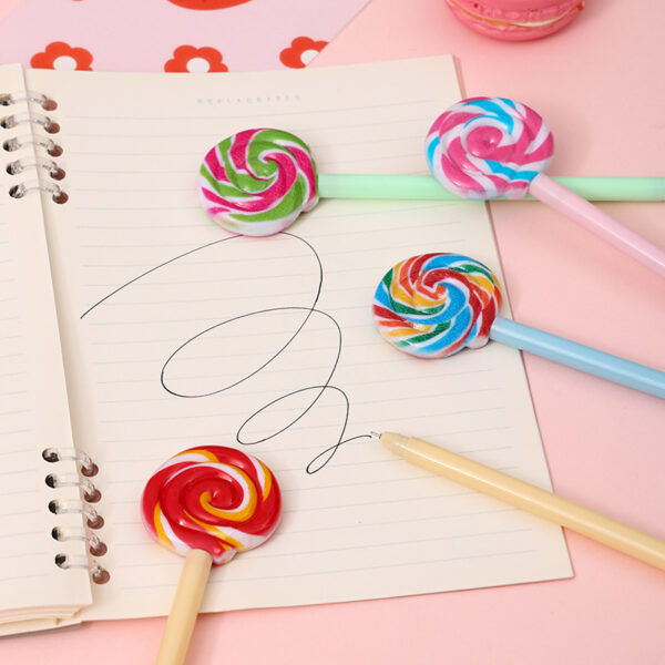 Wholesale Simulation lollipop shape gel pen student gift pen children's prize pen black writing pen creative stationery