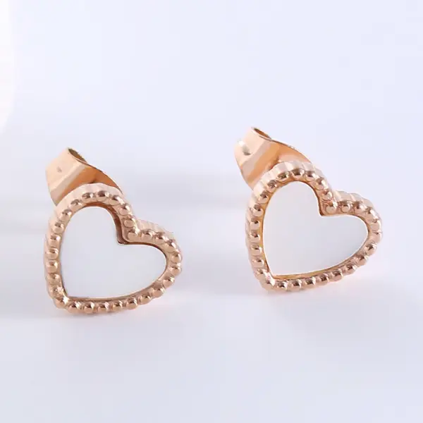Wholesale 1 Pair Casual Simple Style Heart Shape Plating Inlay 304 Stainless Steel Acrylic Ear Studs