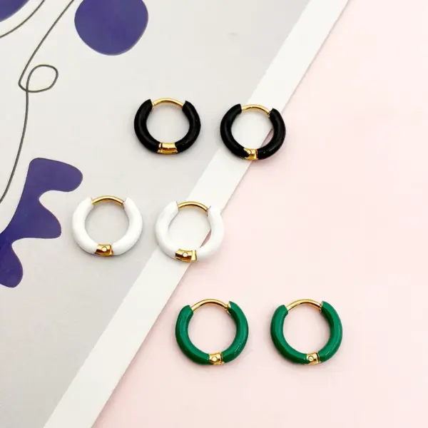 Wholesale PVD Coated Real Gold Plated 14K Gold Circle 304 Stainless Steel Sweet Streetwear Waterproof Non Tarnish Earrings