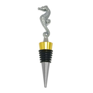 Haima dual-tone electroplated black leather wine stopper
