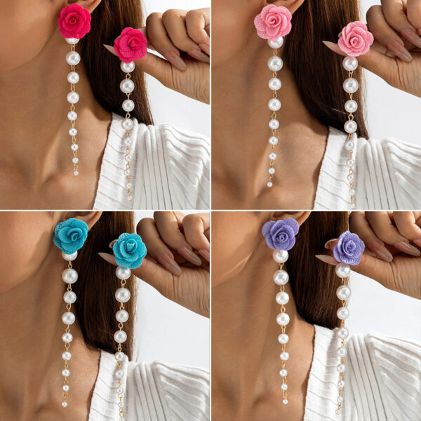 Wholesale Fabric rose flower earrings