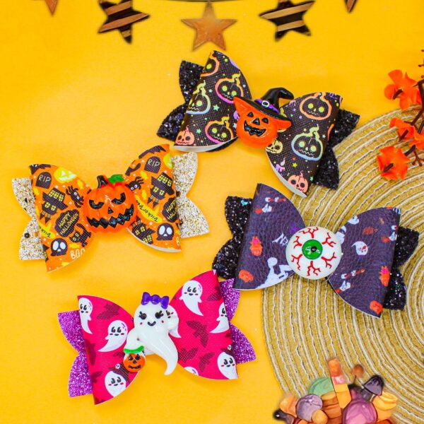 Wholesale Halloween Pumpkin Ghost Skull Eyeball Print Children's Hairpin