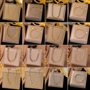 PVD Coated Real Gold Plated Circle Solid Color Titanium Steel Simple Style Waterproof Non Tarnish Jewelry Set