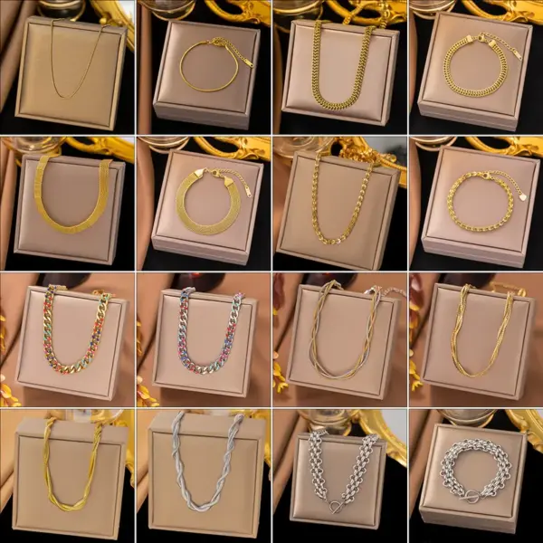 PVD Coated Real Gold Plated Circle Solid Color Titanium Steel Simple Style Waterproof Non Tarnish Jewelry Set