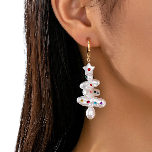 Wholesale Christmas green and white Christmas tree earrings