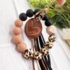 Wholesale Leopard Print Wooden Beads Silicone Beads Bracelet Keychain