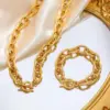 Wholesale PVD Coated Real Gold Plated 18K Gold Solid Color 304 Stainless Steel Vacation Classic Style Waterproof Non Tarnish Chain Necklace Necklace