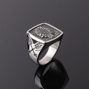 Wholesale European and American Hip Hop Jewelry Wholesale 2021 New Indian Totem Ring Retro Stainless Steel Men's Ring