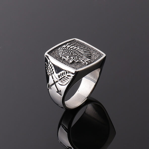 Wholesale European and American Hip Hop Jewelry Wholesale 2021 New Indian Totem Ring Retro Stainless Steel Men's Ring