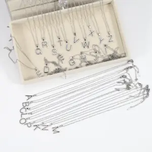 Wholesale 304 Stainless Steel Sweet Polishing Letter Pendant Necklace