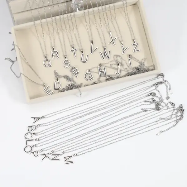 Wholesale 304 Stainless Steel Sweet Polishing Letter Pendant Necklace