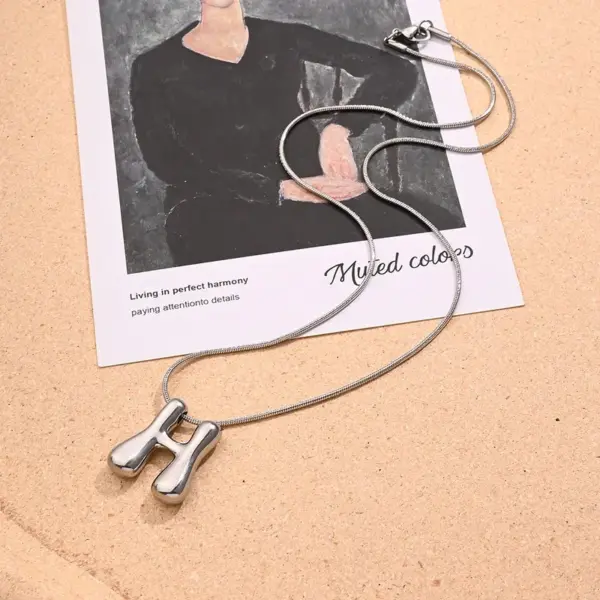 Wholesale Jewelry Casual Modern Style Simple Style Letter 304 Stainless Steel Handmade Polishing Snake Chain Pendant Necklace