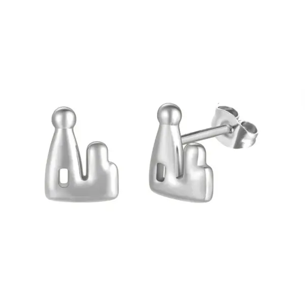 Wholesale 1 Pair Casual Basic Geometric Moon Heart Shape Titanium Steel Ear Studs