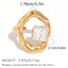 Wholesale 304 Stainless Steel 18K Gold Plated Women Stainless Steel Zircon Geometric Open Ring Women Jewelry Accessories Holiday Gifts