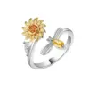 Wholesale Sunflower Sun Copper Pastoral Anxiety Ring Open Ring Rings