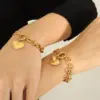 PVD Coated Real Gold Plated 18K Gold Heart Shape Titanium Steel Fashion Waterproof Non Tarnish 304 Stainless Steel Bracelets