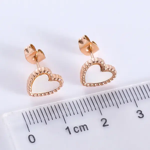 Wholesale 1 Pair Casual Simple Style Heart Shape Plating Inlay 304 Stainless Steel Acrylic Ear Studs