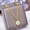 Wholesale PVD Coated Real Gold Plated Sun Eye Stainless Steel Novelty Waterproof Non Tarnish Layered Necklaces