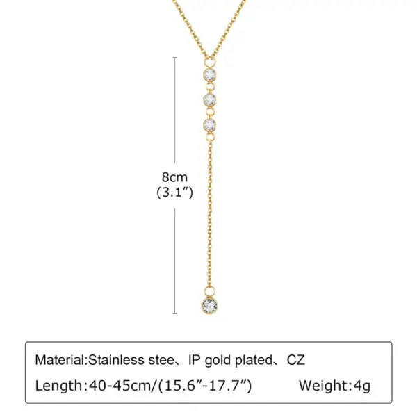 Wholesale Ion Plating (IP) Tassel Chain 201 Stainless Steel Elegant Streetwear Waterproof Non Tarnish 201 Stainless Steel Pendant Necklace