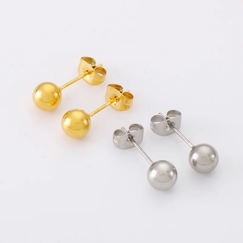 Wholesale PVD Coated 18K Gold Plated Round Stainless Steel Simple Style Waterproof Non Tarnish Ear Studs