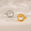 Wholesale Ion Plating (IP) 18K Gold Plated Geometric 304 Stainless Steel Simple Style Classic Style Commute Waterproof Non Tarnish Open Rings