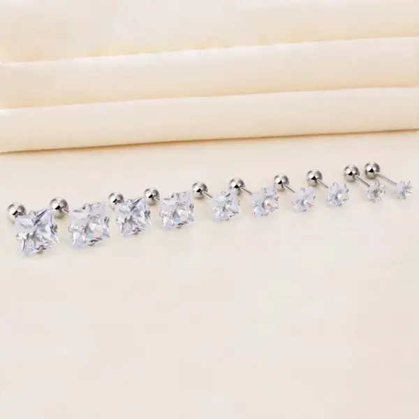 Wholesale 1 Pair Simple Style Square Inlay 304 Stainless Steel Zircon 18K Gold Plated Stainless Steel Earrings