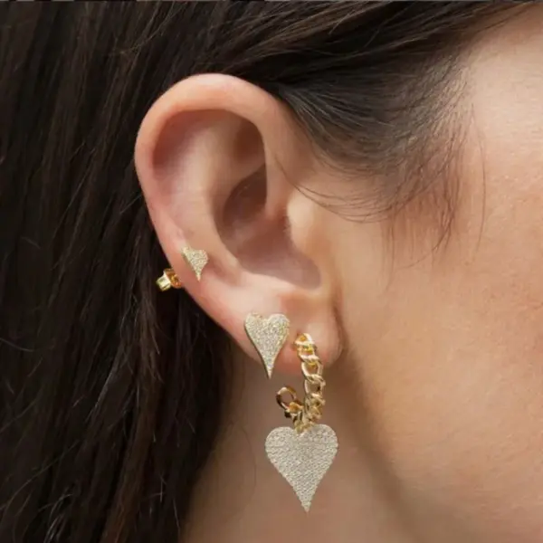 Wholesale Fashion Heart Copper Artificial Gemstones Earrings