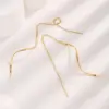 Wholesale Vacuum Plating Real Gold Plated 18K Gold Tassel 304 Stainless Steel Cute Sweet Waterproof Non Tarnish Ear Line