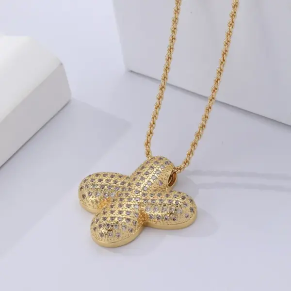 Wholesale Jewelry IG Style Letter Copper Zircon Inlay Pendant Necklace