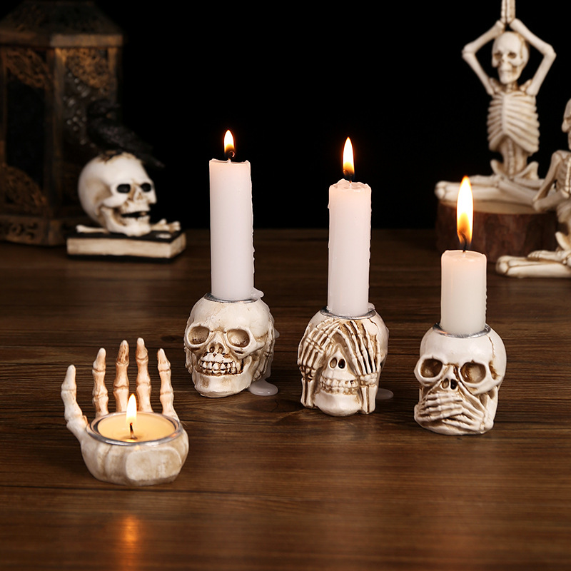 Wholesale Cross-border New Skull Resin Ornaments Skull Ghost Festival Desktop Entrance Decoration Gift Ornaments