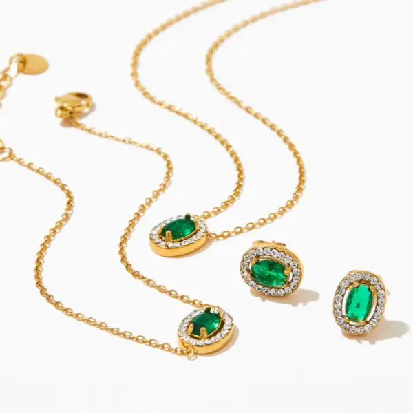 Wholesale PVD Coated Real Gold Plated 16K Gold White Gold Plated Gold Plating Round 304 Stainless Steel Elegant Waterproof Non Tarnish Bracelets Earrings Necklace