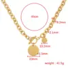Wholesale 304 Stainless Steel Customization Laser Engraving Solid Color PVD Coated 18K Real Gold Plated Simple Style Waterproof Non Tarnish Plating Pendant Necklace