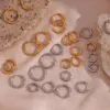 304 Stainless Steel Round Solid Color PVD Coated Zircon 18K Gold Plated Real Gold Plated 18K Gold Simple Style Waterproof Non Tarnish Plating Inlay Gold Silver Hoop Earrings