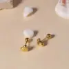 Wholesale 304 Stainless Steel Heart Shape Electroplated Stone-Free 18K Gold Plated Simple Style Commute Ear Studs
