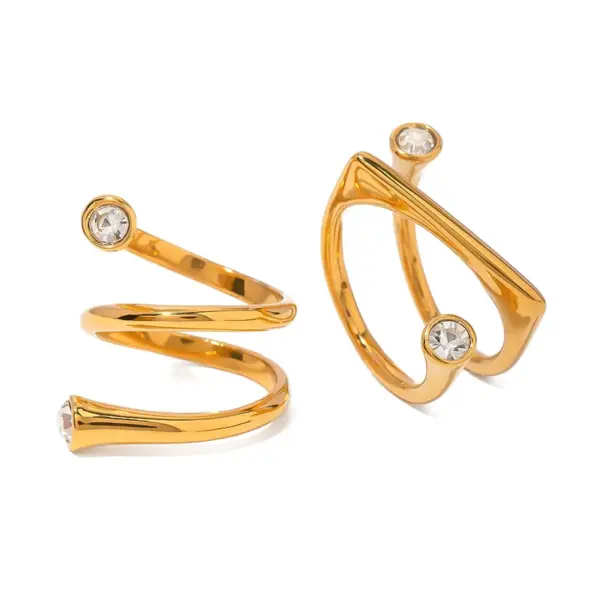 Wholesale 304 Stainless Steel Solid Color PVD Coated 18K Real Gold Plated Simple Style Classic Style Open Rings