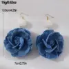 Wholesale 1 Pair Exaggerated Romantic Flower Pearl Three-dimensional Alloy Cloth Drop Earrings Earrings