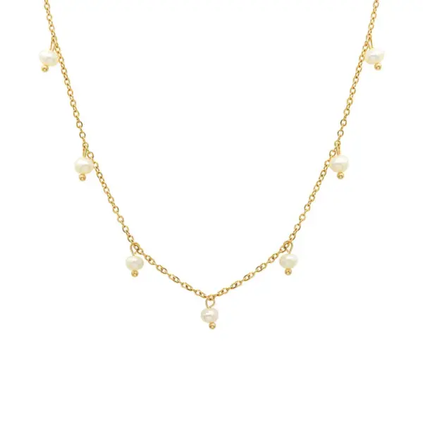 Wholesale PVD Coated Real Gold Plated 18K Gold Geometric 304 Stainless Steel French Style Waterproof Non Tarnish 304 Stainless Steel Necklace