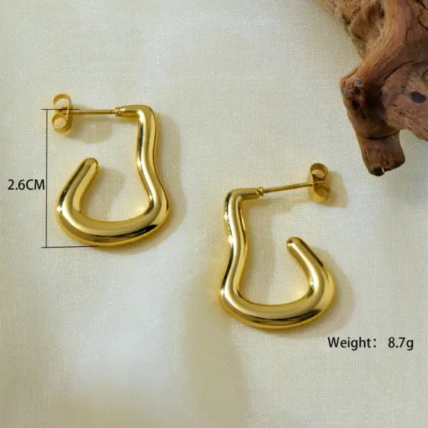 Electroplating Golden Plated Irregular 304 Stainless Steel Elegant Earrings
