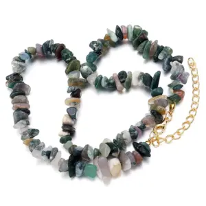 Indian Agate / 43cm Long Tail Chain 5cm