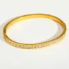 Wholesale Elegant Simple Stainless Steel 18K Gold Embedded Zircon Heart Round Geometric Bracelet Luxury Jewelry Women's Fashion Accessory