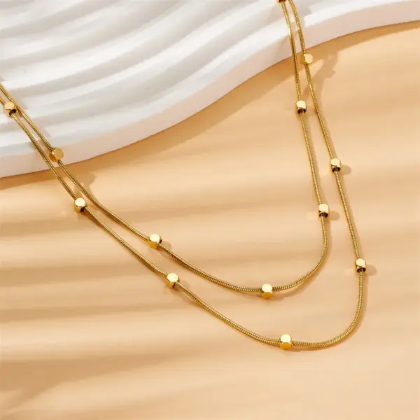 Wholesale Double-Layer Choker Titanium Steel Necklace Three-Layer Blade Chain Snake Bones Chain Stainless Steel Jewelry Summer Non-Fading Female